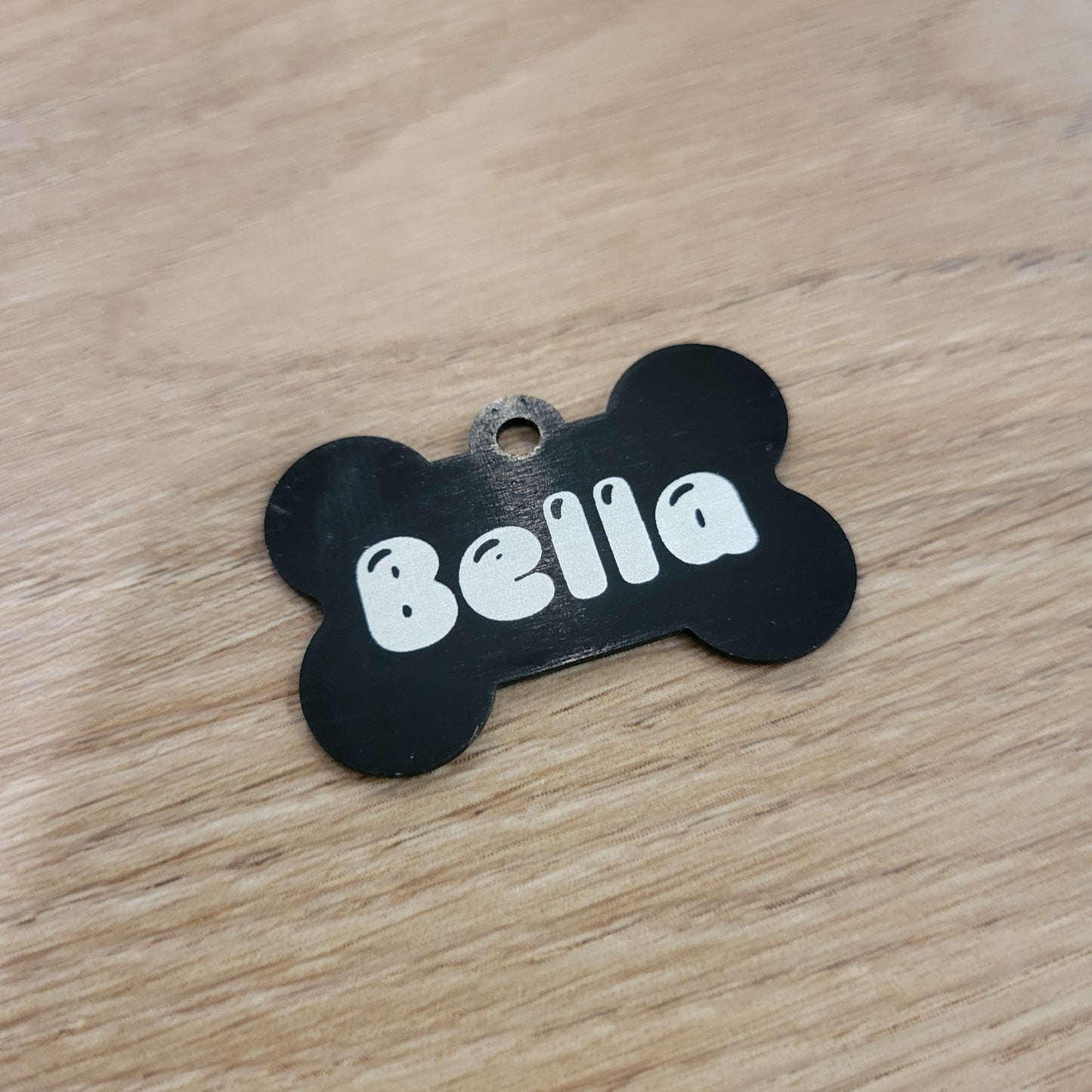 Custom laser engraved aluminum pet tag for dogs and cats