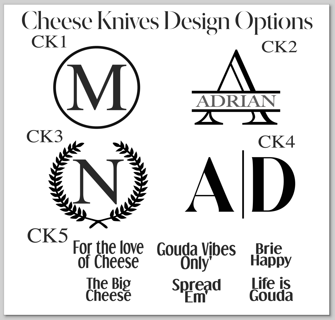 Artisan Cheese Knives – Engraved Monogram Gift