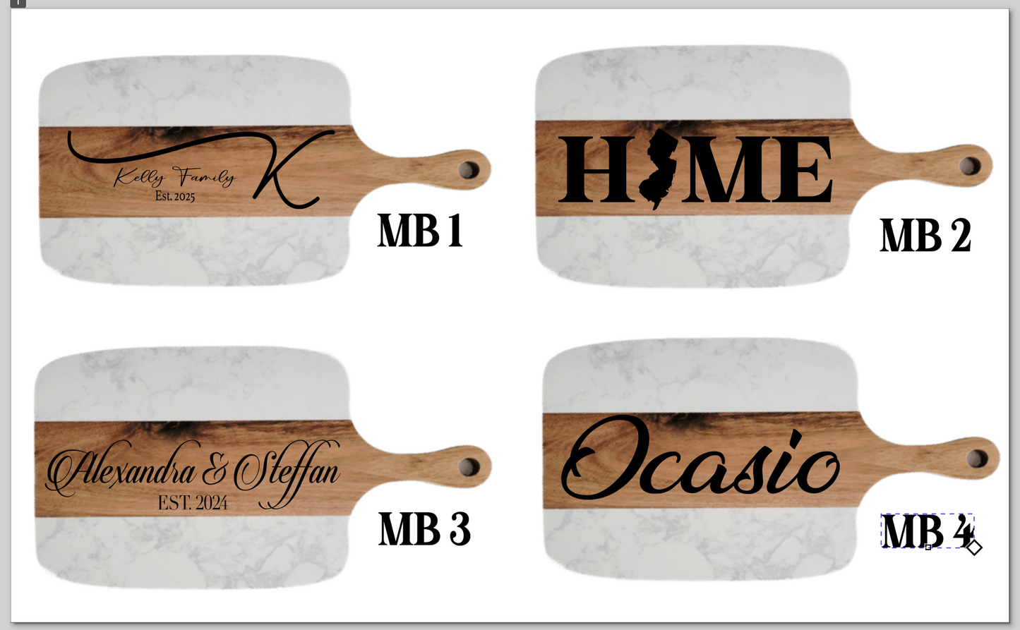 Personalized Engraved Marble & Acacia Wood Cutting Board Gift Set – Luxury Cheese Board