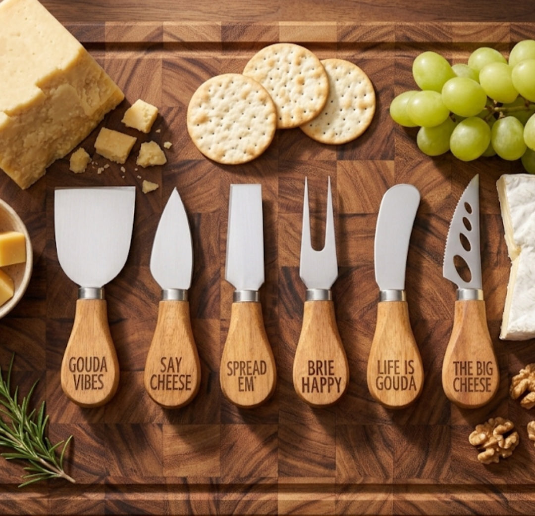 Artisan Cheese Knives – Engraved Monogram Gift