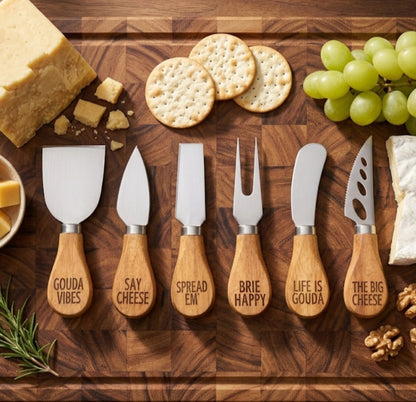 Artisan Cheese Knives – Engraved Monogram Gift