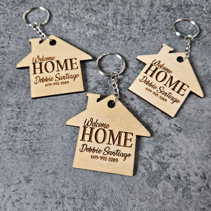 Natural Wood Realtor Keychains