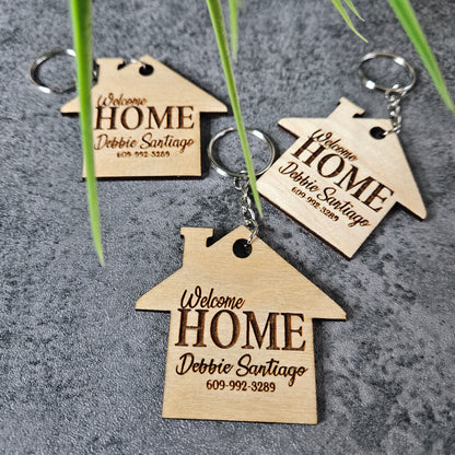 Natural Wood Realtor Keychains